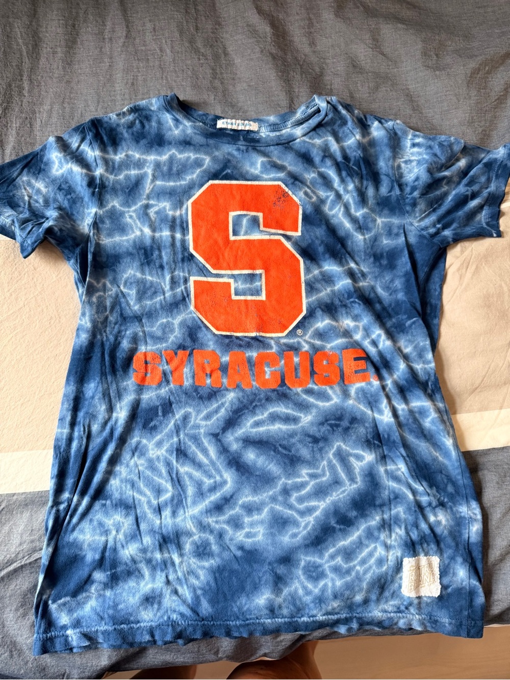 Original Retro Brand Blue Tie-Dye Kids Tee with Orange Syracuse Logo